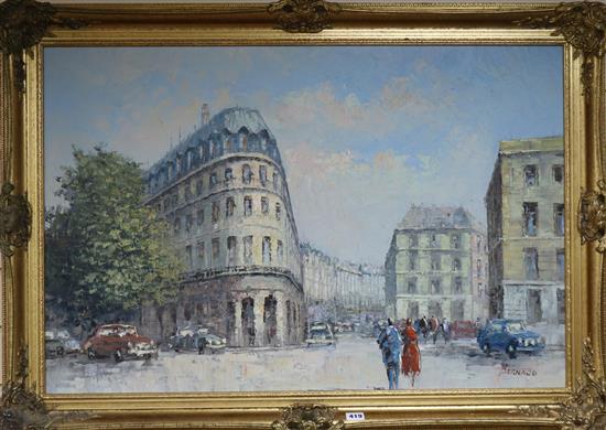 Bernado (20th century), oil on canvas, Continental street scene, signed, 60 x 90cm